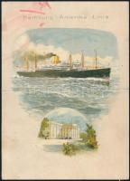 1912 President Grant hajó Hamburg-Amerika járata főétkezésének menükártyája, litho, hajtott