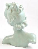 Komlós art deco női fej, mázas kerámia, jelzett, mázhibákkal, m: 25 cm