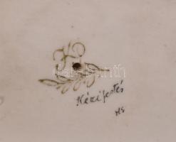 Kispesti porcelán bagoly, kézzel festett, jelzett, hibátlan, m:7cm