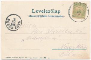 1905 Tátra, Vysoké Tatry; Csorbatói fogaskerekű vasútállomás, vonat. Cattarino S. 1905. 218. / Zahra...