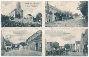 Nyulas, Geoys, Jois; Hauptgasse, Kirche. Anton Ponweiser / Fő utca, templom, szőlőskert / main street, vineyard, church (r)