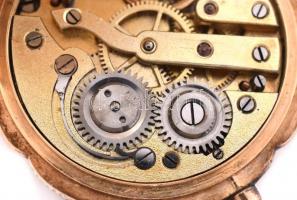 Arany (Au) Cylindre 14K női zsebóra virágmintás díszítéssel. Jelzett. Működő, lepattant zománc díszí...