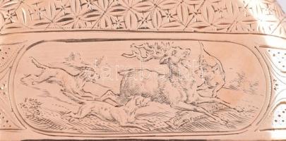 Arany (Au) 14 K Remontoir dupla aranyfedeles 16 köves zsebóra másodpercmutatóval. Vadász tematikájú ...