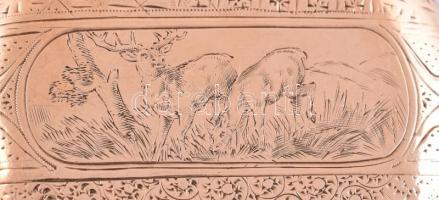 Arany (Au) 14 K Remontoir dupla aranyfedeles 16 köves zsebóra másodpercmutatóval. Vadász tematikájú ...