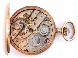 Arany (Au) 14 K Remontoir dupla aranyfedeles 16 köves zsebóra másodpercmutatóval. Vadász tematikájú ...