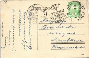 1911 Nagyalmás, Almasu Mare; posta épület, utca. Papp Antal kiadása / post office, street (szakadás ...