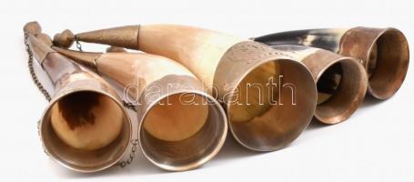 5 db szaru díszkürt, h: 20,5 cm-től 24 cm-ig