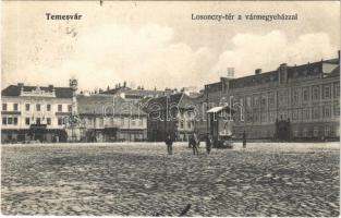 1906 Temesvár, Timisoara; Losonczy tér, vármegyeház, / square, county hall