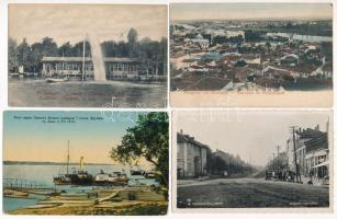 4 db régi bolgár városképes lap / 4 pre-1945 Bulgarian town-view postcards: Plovdiv, Lom