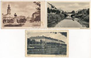 Gyula - 4 db régi városképes lap / 4 pre-1945 town-view postcards