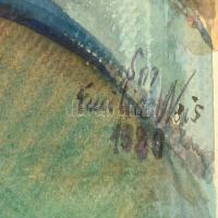 Emilia Weiss (?-): Cirkuszban (1980), akvarell, papír, jelzett, 38×55 cm