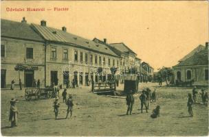 1909 Huszt, Chust, Khust; Piac tér, lovaskocsi, Kahan Dávidné dohányboltja, Klein Sámuel üzlete. Ausländer Ignácz kiadása W.L. (?) 1914. / market square, shops  (Rb)