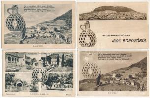 Badacsony - 6 db régi képeslap Ibos szőlőgazdaság és borozó reklámmal / 6 pre-1945 postcards with wine advertisement