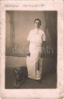 1918 Jászdózsa, henteslegény kutyával. photo (fl)