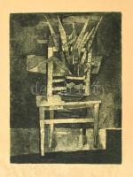 Kádár György (1912-2002): Csendélet. Rézkarc, papír, jelzett. Lap alja foltos. 39×28,5 cm