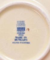 Zsolnay porcelán csésze aljjal, kézzel festett, jelzett, máz alatti hajszálrepedéssel, m: 4,5 cm, d:...