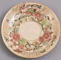 Zsolnay porcelán csésze aljjal, kézzel festett, jelzett, hibátlan, m: 4,5 cm, d: 11 cm