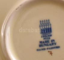 Zsolnay porcelán csésze aljjal, kézzel festett, jelzett, hibátlan, m: 4,5 cm, d: 11 cm