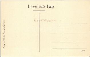 Szentágota, Agnetheln, Agnita; Közép utca, vasúti sín, lovaskocsik. Wilhelm Fernengel kiadása / Mitt...