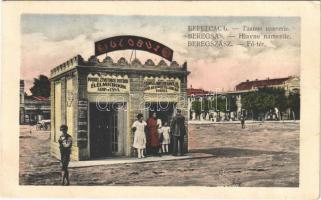 1923 Beregszász, Beregovo, Berehove; Fő tér, Globus élelmi cikkek árusítása, hírlap hirdető és reklám iroda, üzlet / Hlavne namestie / main square, shop (EK)