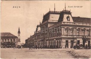 1924 Baja, Szent István tér, Városháza, üzletek. Csermák és Schwéger kiadása (EK)