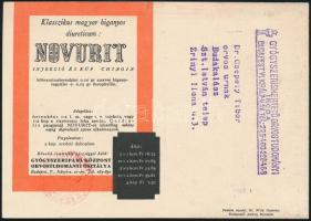 1948 Novurit (injekció), Chinoin reklámlap, elküldve, szép állapotban