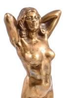 Maugsch Gyula (1882-1946): Nyújtózkodó női akt. Bronz, jelzett, apró karcolásokkal, alabástrom talap...