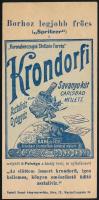 cca 1900 Krondorfi gyógyvíz reklám számolócédula, jó állapotban