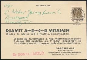 Diachemia, Straub Sándor gyógyszerészeti laboratórium Diavit vitamin reklámnyomtatványa