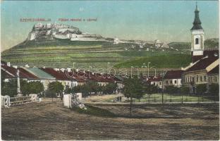 Szepesváralja, Kirchdrauf, Spisské Podhradie; Fő tér, vár, templom / Spissky hrad / main square, castle, shops, church (EK)