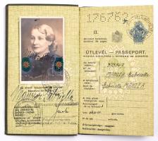 cca 1930 Keményfedeles útlevél vászon borítással