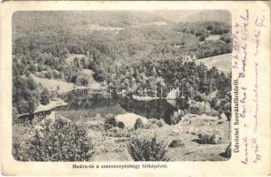 1907 Szováta-fürdő, Baile Sovata; Medve-tó a Cseresznyéshegy látképével. Hönig Bernát kiadása / Lacul Ursu / lake (EK)