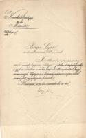 1899 Hegedűs Sándor kereskedelemügyi miniszter aláírása hivatalos levélen