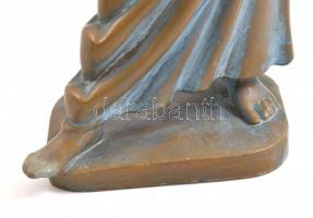 Mihály Gábor (1942- ): Csodálkozás. Mázas terrakotta szobor, jelzett, hibátlan m: 32 cm