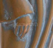 Mihály Gábor (1942- ): Csodálkozás. Mázas terrakotta szobor, jelzett, hibátlan m: 32 cm