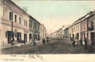 1906 Torda, Turda; Fő tér, Sterl Gyula és Leöb Dávid üzlete / main square, shops (EK)