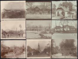 cca 1910 Kárpátalja, Duszina/Zajgó Szolyva mellett. 15 db fotó utcaképek vasútállomás / Carpatho-Ukraine Dusina 15 photos. 12x9 cm