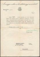 1949 Ortutay Gyula vallás és közoktatásügyi miniszter aláírása előléptetési okmányon