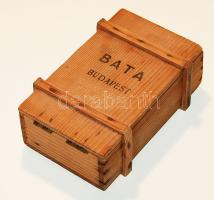 cca 1900 Bata cipőpucolószer fadoboz zsanérral 15x9x5 cm