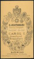 cca 1870 Hölgy portréfotója, keményhátú fotó, Bucuresci, C. Szatmari (Bukarest, Szathmáry Pap Károly...
