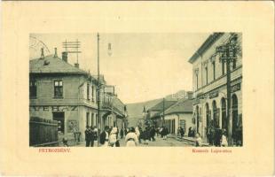 1911 Petrozsény, Petrosani; Kossuth Lajos utca, kávéház, Grüner üzlete. W.L. Bp. 5390. 1911-13.  Muntyán Tivadar kiadása / street, cafe, shops (EK)