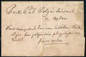 1848 Bogyay Vince korábbi táblabíró levele Pesty Pál uzdi földbirtokos részére, 1848. júniusa lévén ...