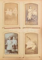 cca 1870-1900 Erdélyi család fotóhagyatéka, 52 db keményhátú portréfotó széteső állapotú bőr fotóalb...