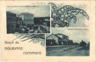 1922 Solbiate Comasco, Casa de Salute Fatebenefratelli, Stazione di Solbiate-Albiolo / railway station, locomotive, hospital. Art Nouveau, floral