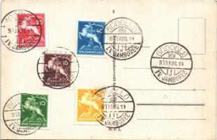 1933 Gödöllő, 4. Cserkész Világdzsembori, Robert Baden-Powell (Bi-Pi) beszédet mond, előtérben a Feh...