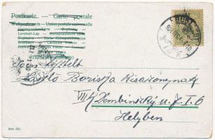 1904 Üdvözlet a Mikulástól! Krampusz szerelmespárral / Greetings from Saint Nicholas! Krampus with l...