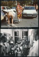 Színes és fekete-fehér fényképek színészekről, forgatásról, többek között: Eperjes Károly, Eszenyi E...