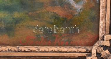 Tardos Krenner V jelzéssel: Jelenet. Olaj, karton. Dekoratív fa keretben. 48x61,5 cm