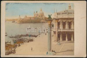 cca 1890 Velence (Venice, Italy), kézzel színezett keményhátú fotó, 10,5×16 cm