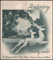 cca 1940 Radvány Kastélyszálló prospektus+ Radványkörnyéki autotúrák térkép